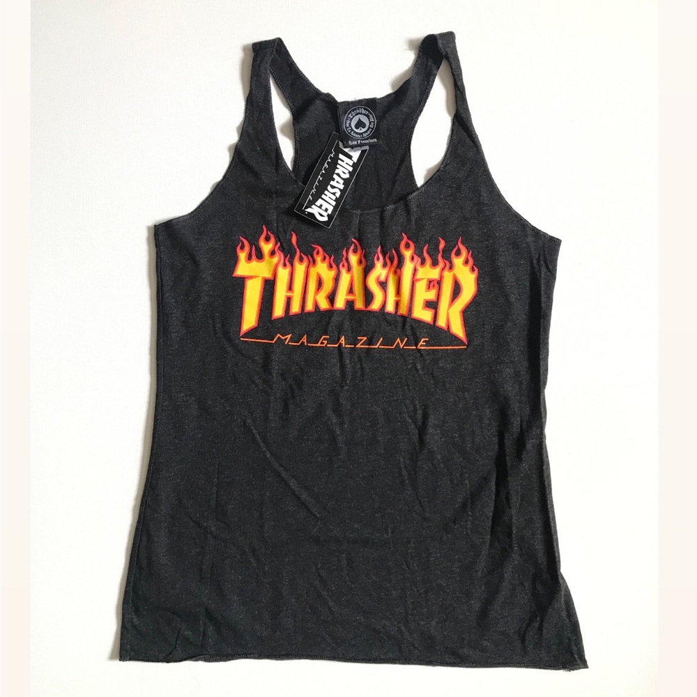 Thrasher Women's Black Flame Logo Tank Top